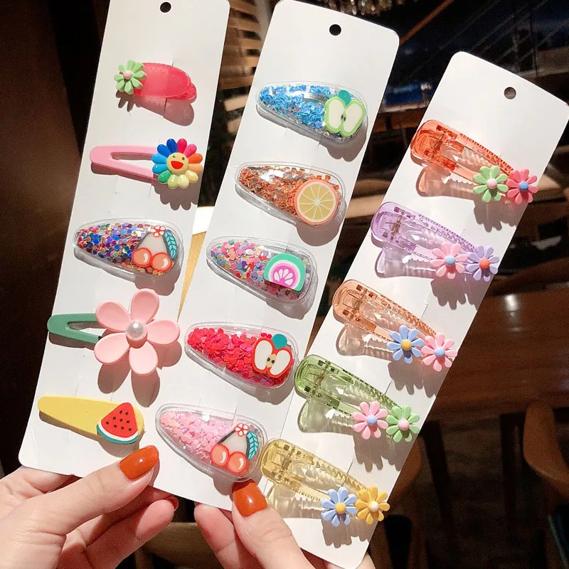 Заколки для волос девочек с фруктами и цветами 5 шт. | Детская одежда обувь