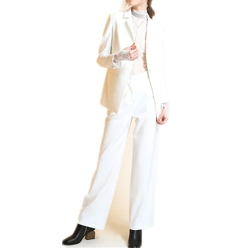 

Jacket+Pants Ivory Women Business Suits Blazer Female Office Uniform 2 Piece Set Ladies Winter Formal Trouser Suit Womens Tuxedo