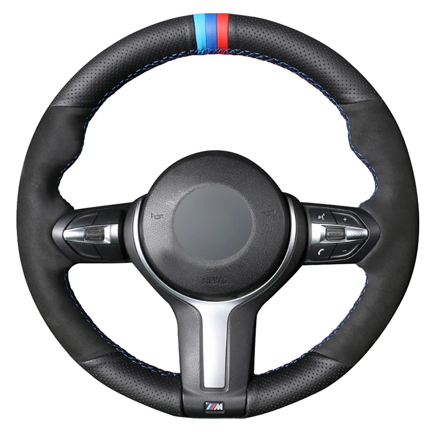 

Black Genuine Leather Suede Car Steering Wheel Cover For BMW M2 F87 M3 F80 M4 F82 F83 M5 F10 M6 F06 F12 F13 X5 M F85 X6