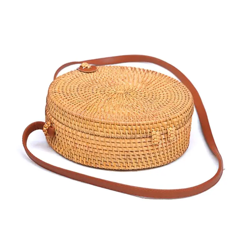 Goedkoop Vrouwen Stro Opbergtas Zomer Bamboe Handtas Schouder Draagtas Multifunctionele Make Organizer Cosmetica LX9C