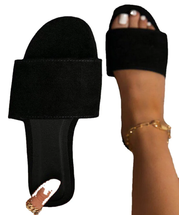 

Large size slippers women solid color flat bottom one-line casual sandals women hot sale women summer ladies sandals