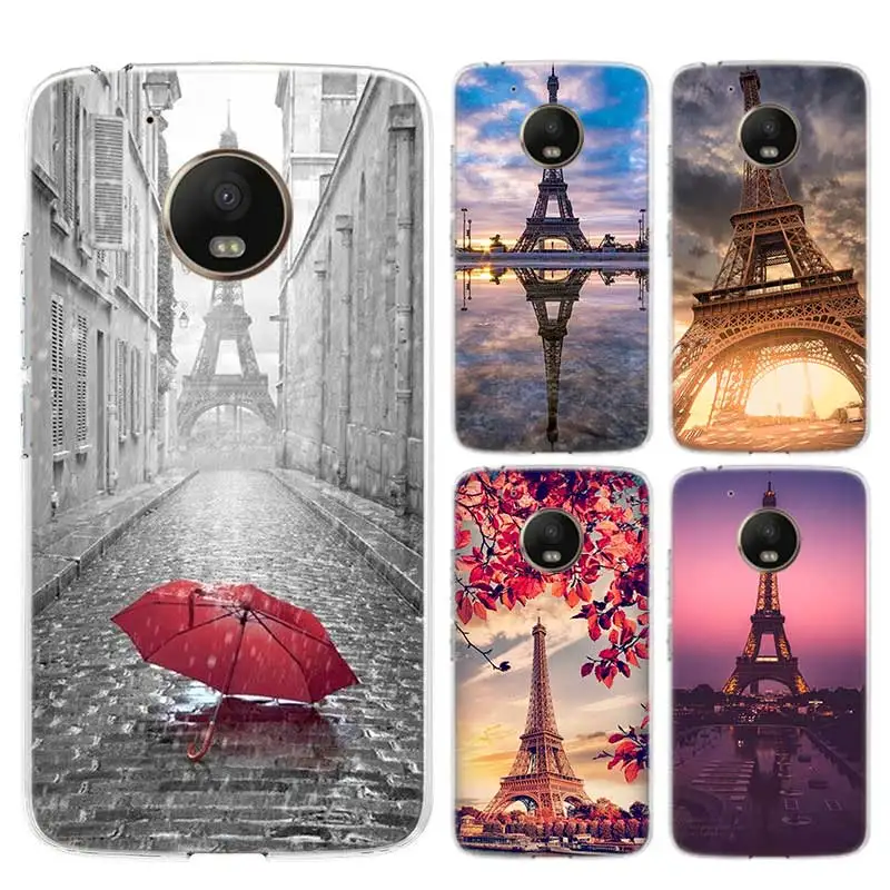 

Romantic Paris tower Case For Motorola G7 G9 G8 Power Soft TPU Cover Moto G6 Play G5S G5 E5 E6 Plus Coque Shell