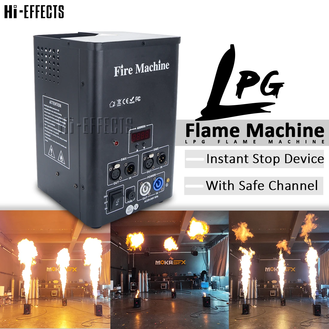 Stage Special Effects Fire Machine Big Flame DMX 512 LPG Flame Projector One Head Stage Fire Thrower Safety Channel Flame