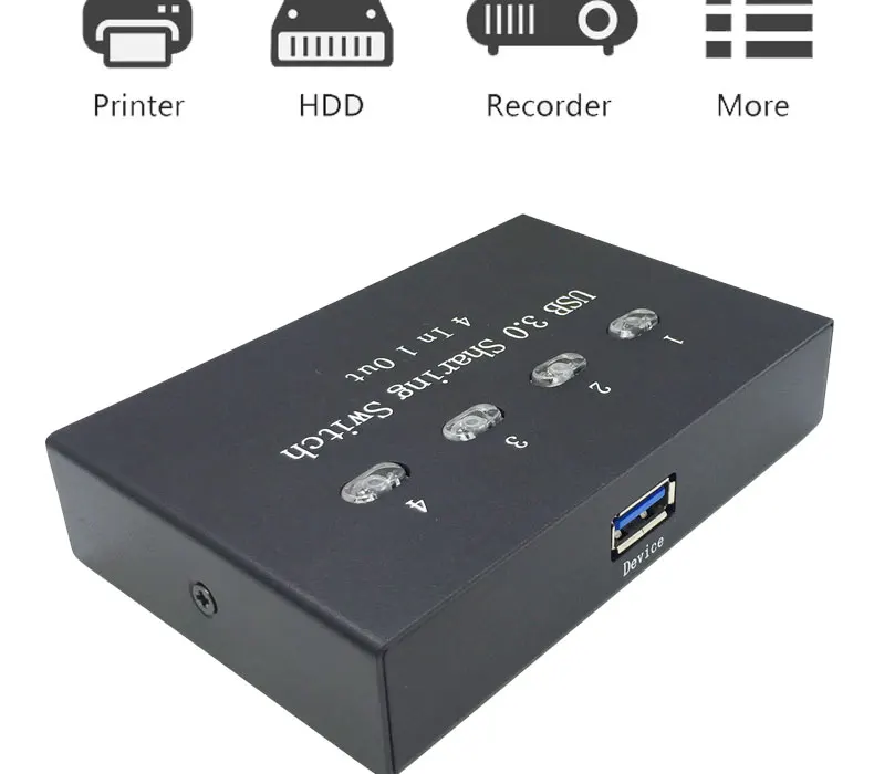 IT-well USB 3,0 распределительный переключатель KVM коммутатор адаптер коробка 4 компьютера общий доступ 1 USB устройство концентратор для мыши Клавиатура Сканер Принтер