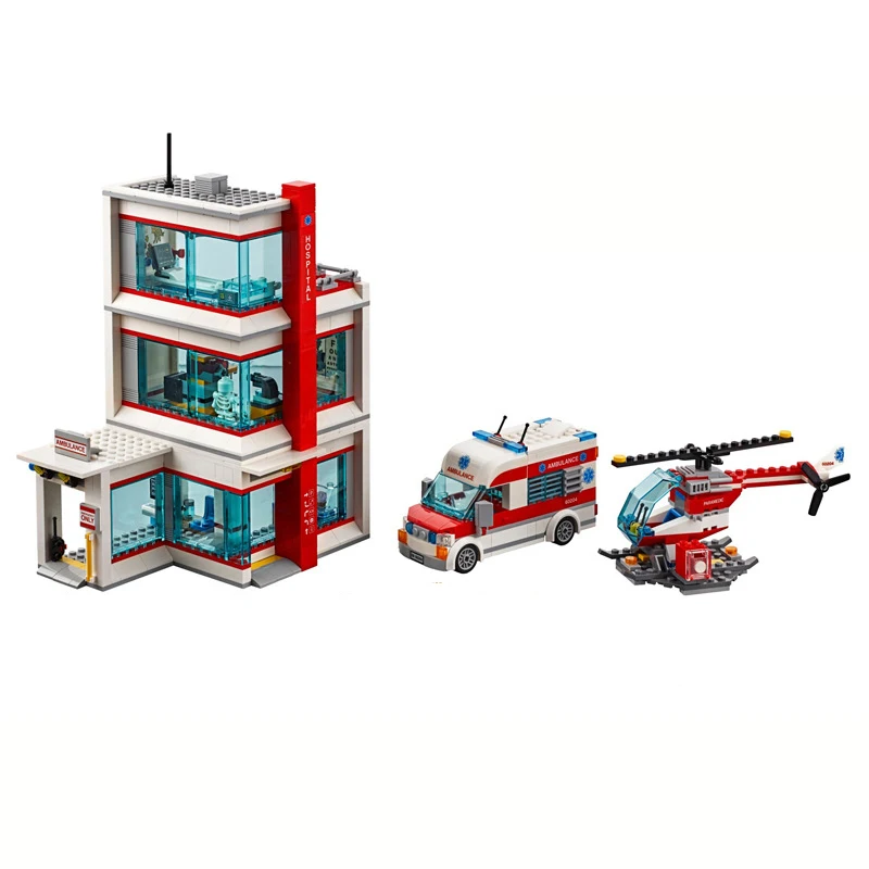 

City hospital model 82085 city series small particle assembled building block children educational toy 02113 educational gift