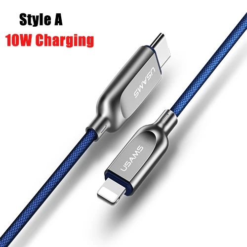 USAMS USB 18 Вт type C для освещения PD кабель для быстрой зарядки для iPhone X 8 7 6 type-C до 8-контактный кабель для синхронизации USB для iOS 8 9 10 11 шнур - Цвет: 10W Normal Charge