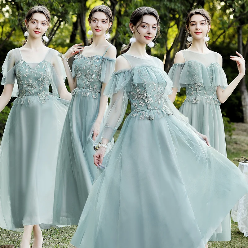 

Новое сексуальное короткое платье-тюлевые Платья для подружек невесты 2021 Чай-Длина длинное торжественное платье для выпускного вечера для ...