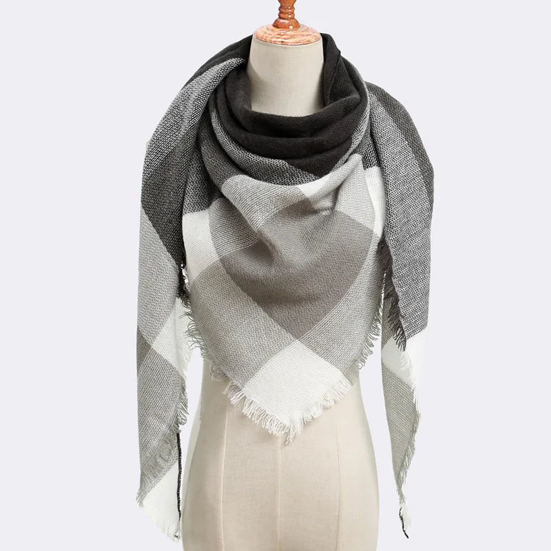 2019 женский зимний шарф классический клетчатый теплый треугольный кашемировый