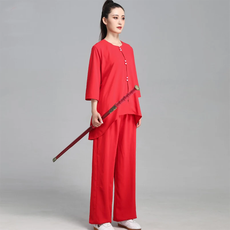 Китайская традиционная одежда для женщин летняя тай чи с коротким рукавом белый