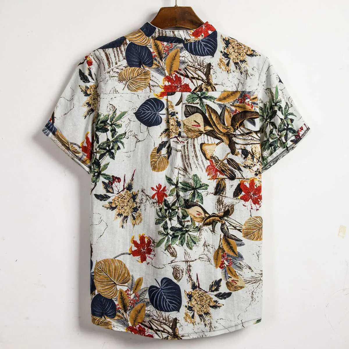 Men Linen Short Sleeve Shirt Summer Loose Baggy Casual Hawaii Holiday Beach Shirts Tee Tops Buttons Blouse National Style | Мужская