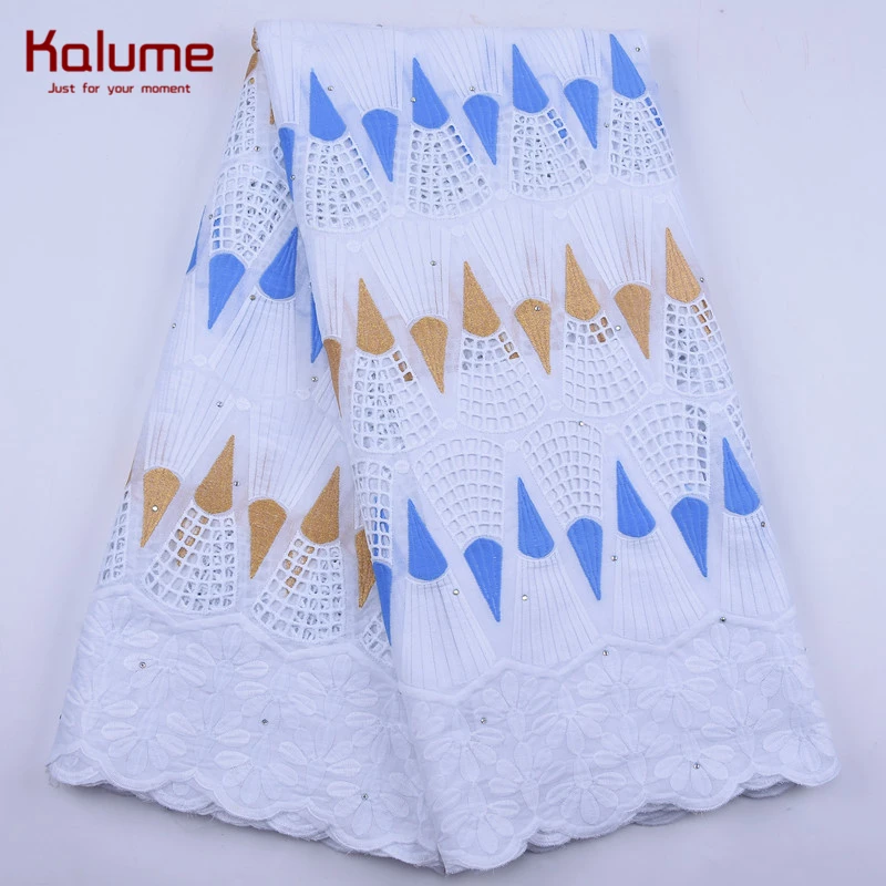 Kalume 2020 High Quality African Lace Fabric Stones Nigerian Swiss Cotton In Switzerland Holes Design For DressF1918 | Дом и сад