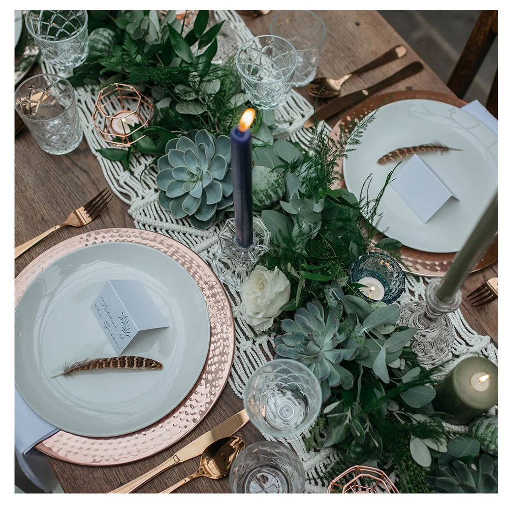 Макраме настольная дорожка хлопок вязаный обеденный стол украшение Tafelloper Бохо