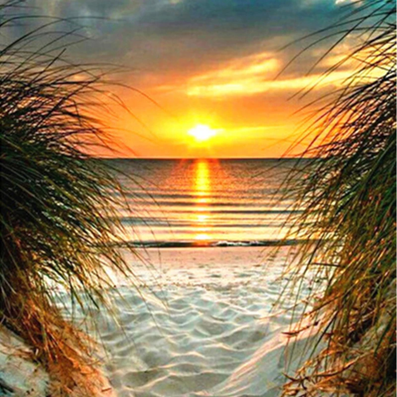 

5D DIY Diamond Painting Sunset Seaside Diamond Embroidery Landscape Mosaic Picture Cross Stitch Kit Crystal Home Decoration Gift