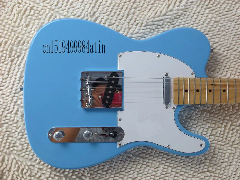 Твердый корпус гитары небесно-голубой цвет OEM Ретро стиль Электрогитара в
