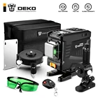 Лазерный уровень DEKO DC0519L2, 12 линий, 3D зеленый свет, Горизонтальные и вертикальные линии, с дистанционным управлением, высокая точность, самовыравнивание