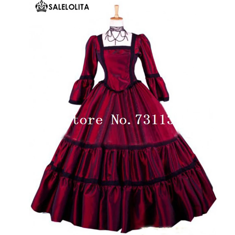 

2019 Brand New Red Taffeta Simple Victorian Ball Gowns