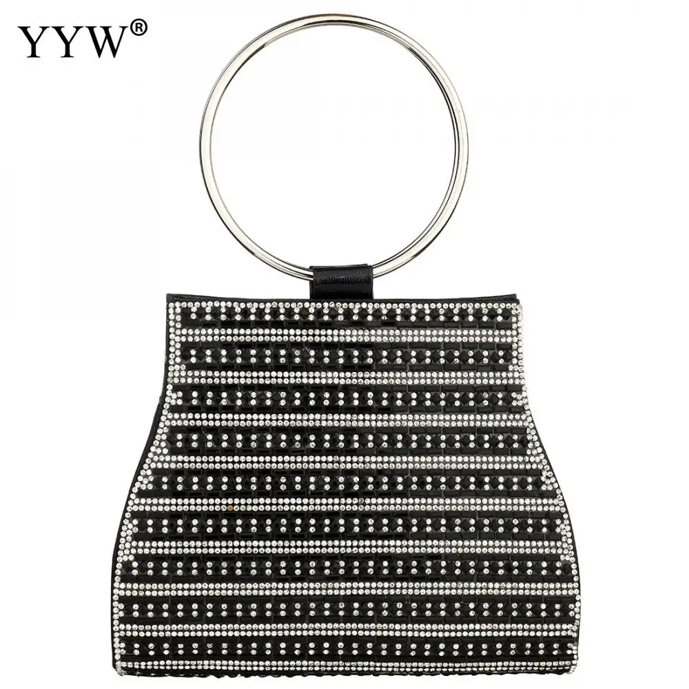 black YYW сумки для женщин Европейская мода круглая ручка сумочка мини вечерняя сумочка клатч золотого цвета свадебные сумки Клатчи - Цвет: black
