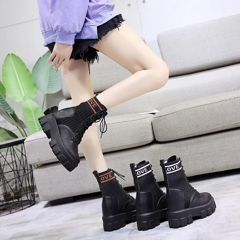 Женские ботинки до середины икры сезон осень зима 2020 высокие кроссовки удобные