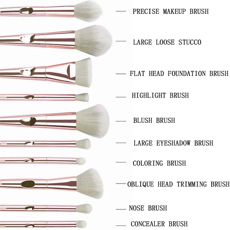 

10 pieces facial makeup brush foundation liquid highlighter bronzer blush pink blue facial beauty makeup beauty tools