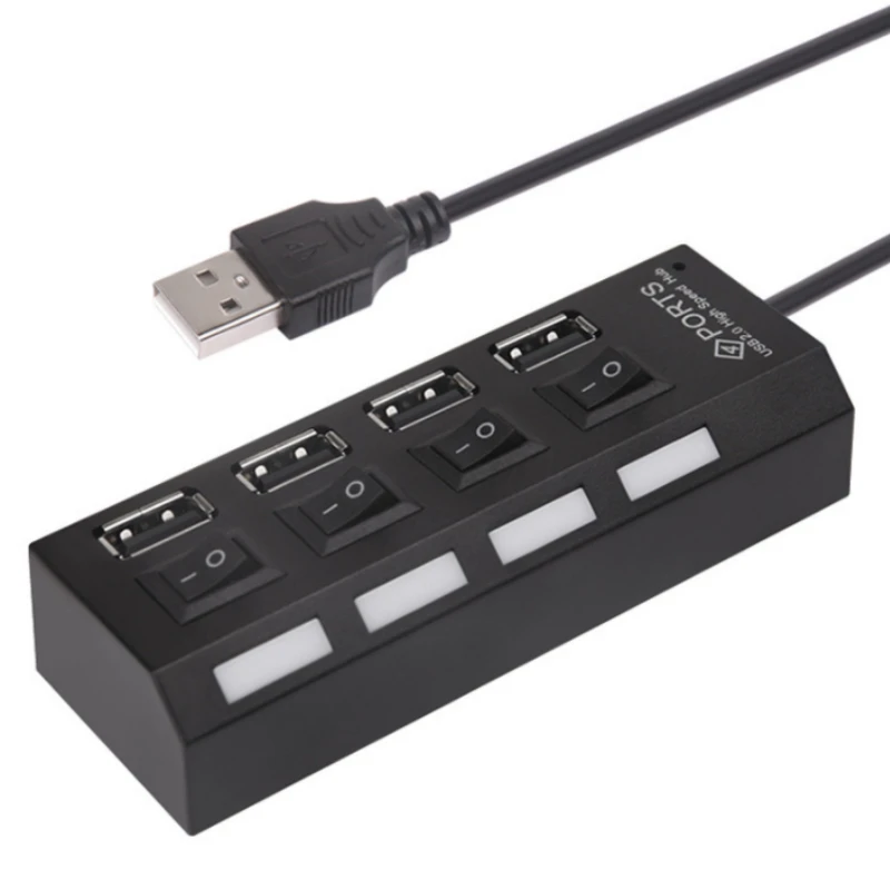 Двойной 4-портовый USB 2 0 с переключателем ВКЛ./ВЫКЛ. светодиодный компактный