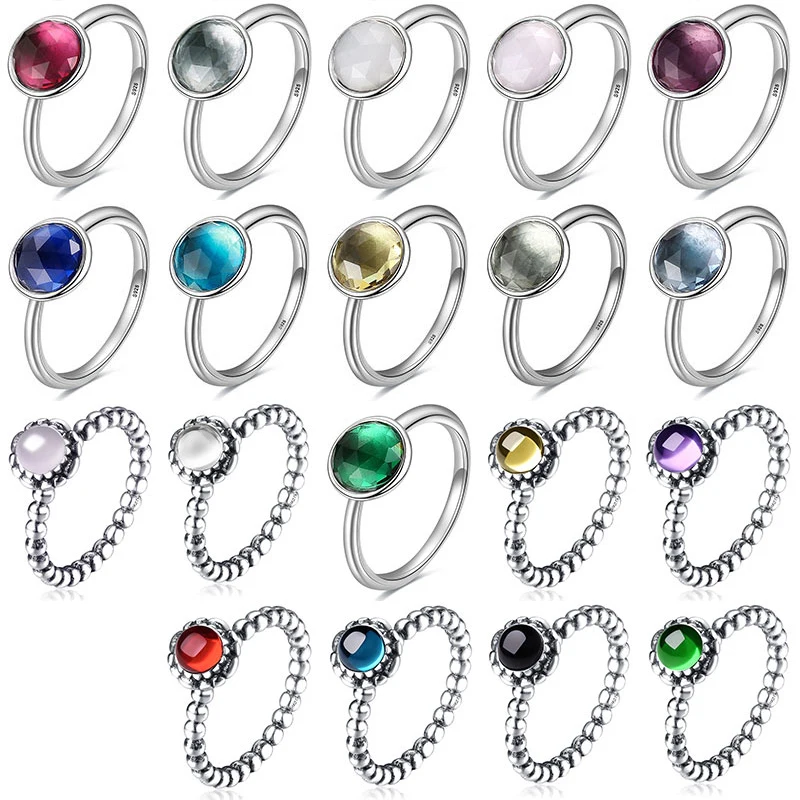 

Classic Silver Color Rings With Pearl Birthday Stone Crystal Wedding & Party Ring For Women Jewelry