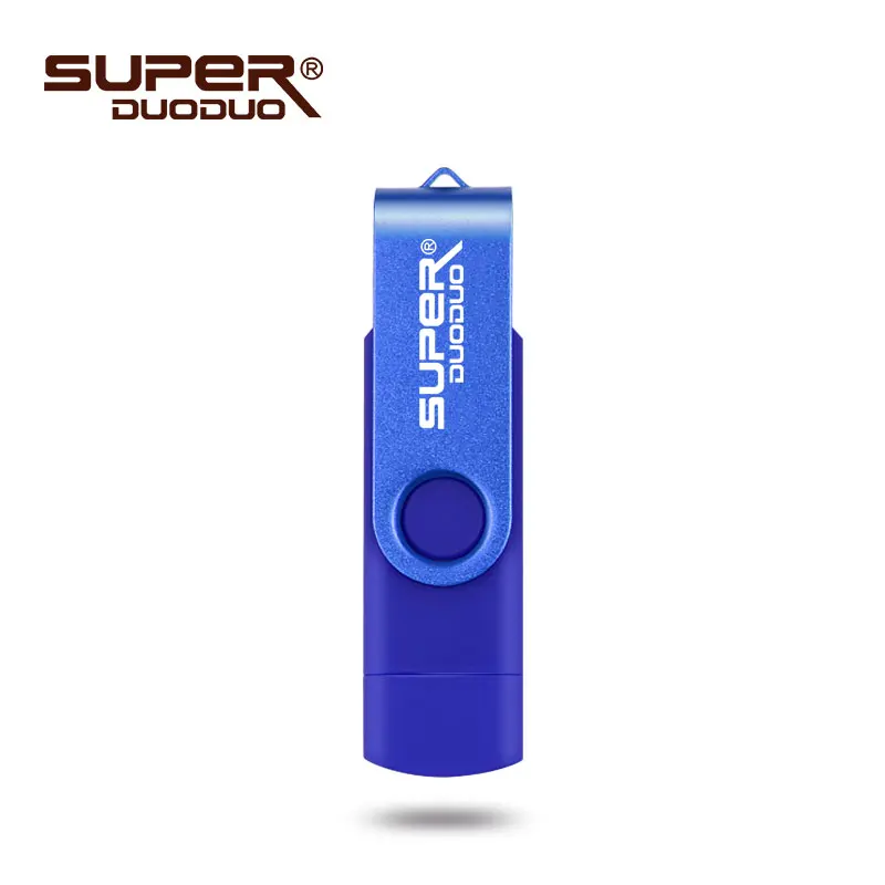 blue Лучший USB флеш-накопитель для Android, смартфон, 64 ГБ, флешка, 32 ГБ, OTG флеш-накопитель, металлическая карта памяти, 16 ГБ - Цвет: blue
