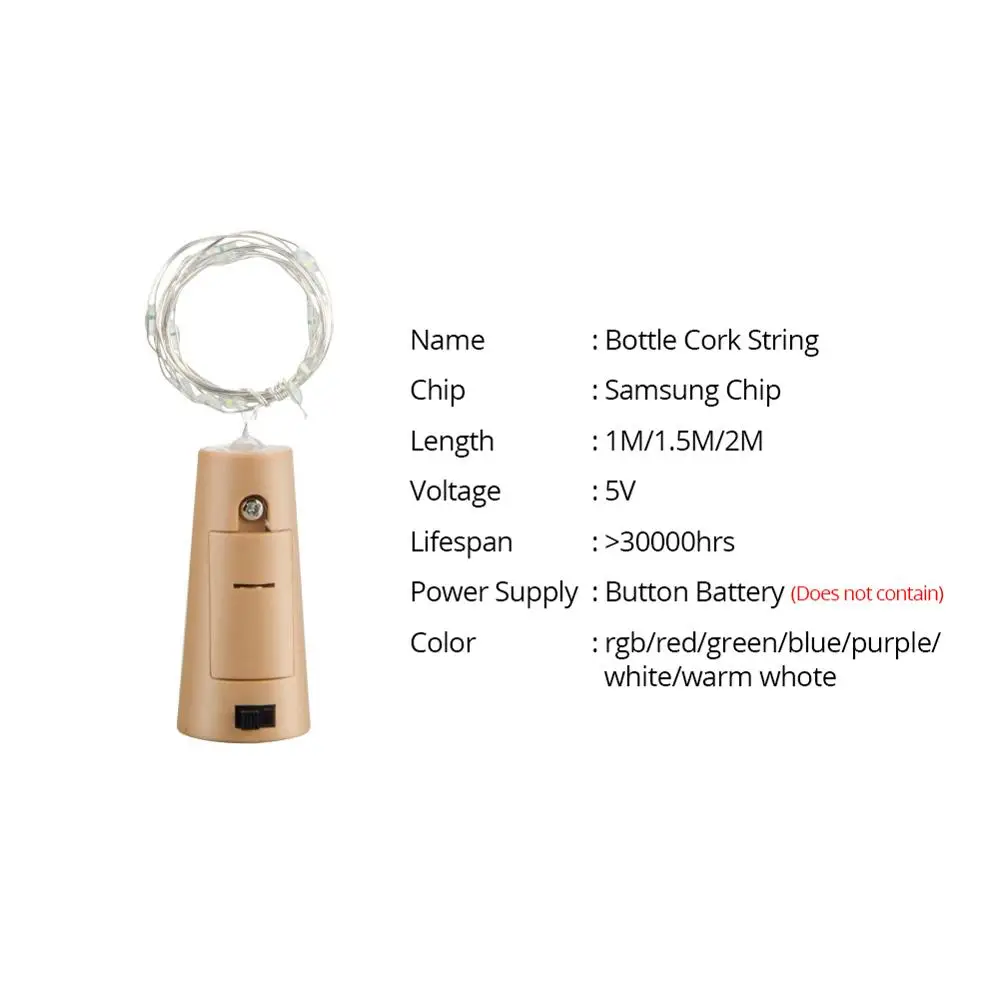 

10 15 20 LED wine bottle light cork LED light string garland silver line strange light glass craft Christmas party decoration