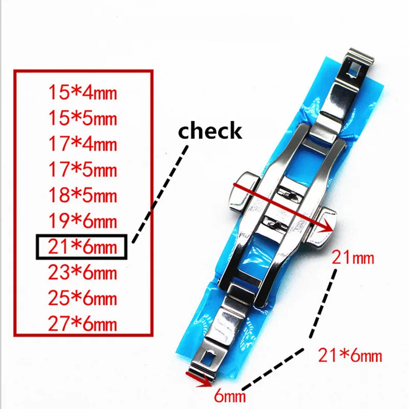 Wholesale 10PCS/Lot 15MM 17MM 18MM 19MM 21 23 25 27MM Stainless Steel Double Push Button Butterfly Clasp Buckle Watch Buckle New