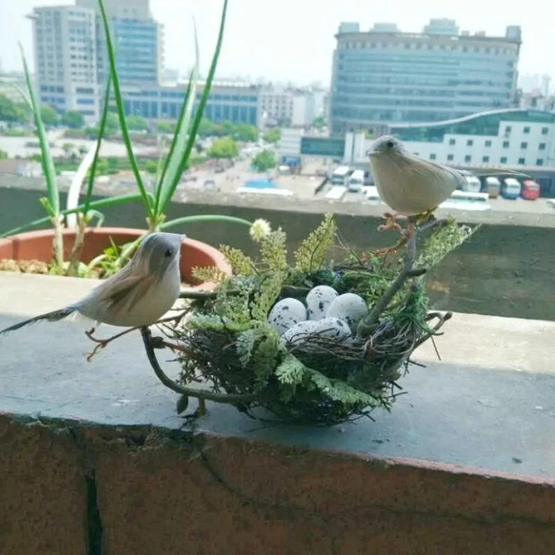 Искусственное Птичье гнездо настольное украшение фотография природа 13 см круг