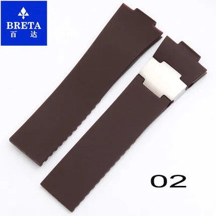 02 BRETA 25*12 мм водонепроницаемый силиконовый резиновый stap черный коричневый синий ремешок для часов для Ulysse Nardin морской Diver ремешки для часов - Цвет ремешка: 02