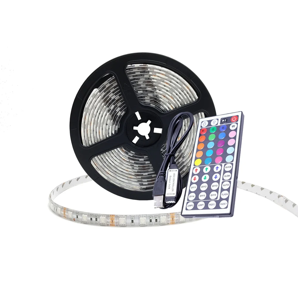 USB RGB 5050 светодиодные ленты 12V Водонепроницаемый светильник гибкий светодиодный светильник с 44Key RGB светодиодный контроллер Гостиная украшения