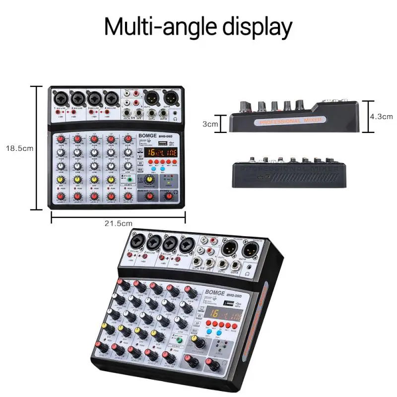 6 Channels Audio Sound Mixer With Card Mixing DJ Console USB 48V Phantom Power 16 DSP Effects Bluetooth-compatible | Электроника