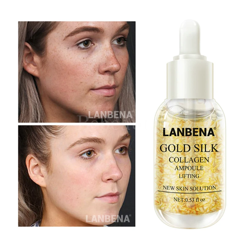 Lambena золотистое шелковое ампула коллагена лифтинг кожи Сыворотки для ухода за