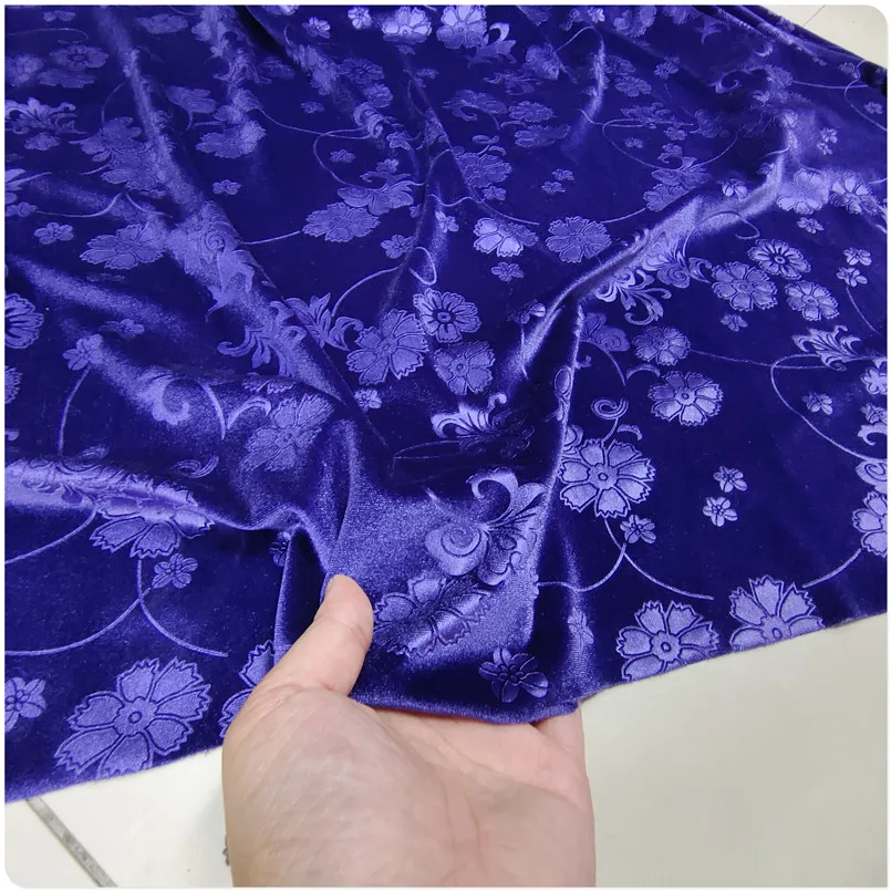 

New Elastic Light Purple Embossed Gold Velvet Fabric Cheongsam Clothes Dress Pants Suit Apparel Fabrics