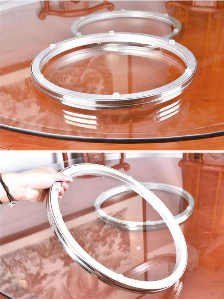Фото SUPER STRONG из нержавеющей стали, вращающийся проигрыватель Lazy Susan, двухслойный поворотный стол для тяжелых нагрузок, толщина 24 мм, бесшумный ремешок, поворотная пластина №1