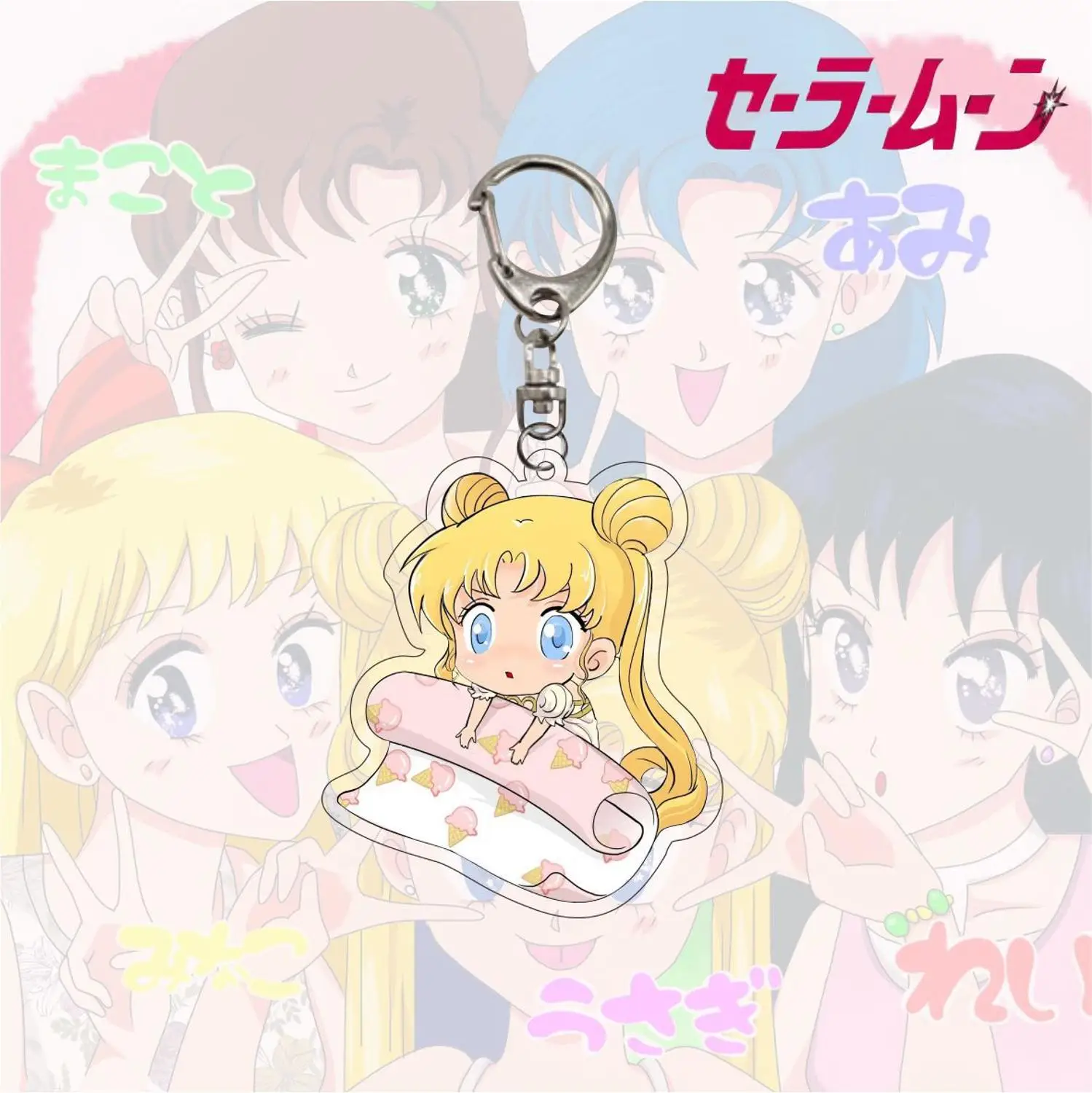 

Anime Acrylic Pretty Soldier Sailor Moon Cute Cartoon Beautiful Girl Car Keychain Little Fairy Schoolbag Bag Pendant Creative