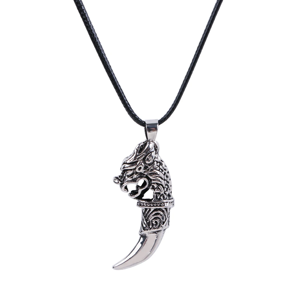 1 шт. мужской кулон волчий зуб кожаная веревка колье ювелирные изделия|necklace