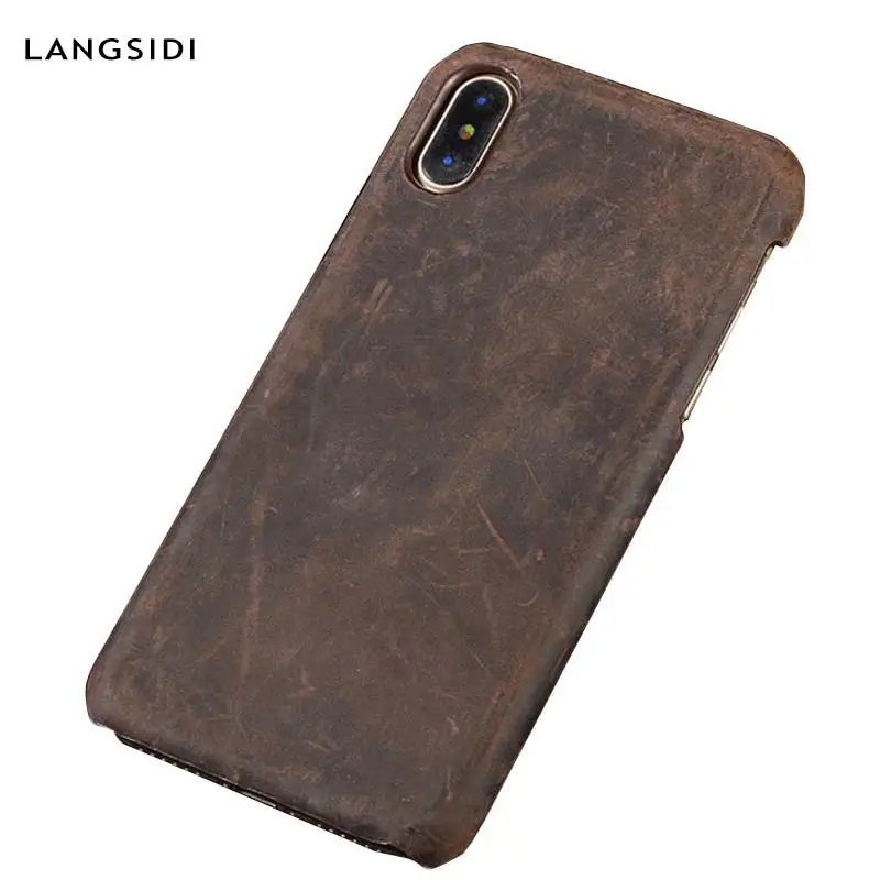 Ретро роскошный подлинный выдвижной кожаный чехол для телефона iphone X XS 11 11Pro Pro Max XR