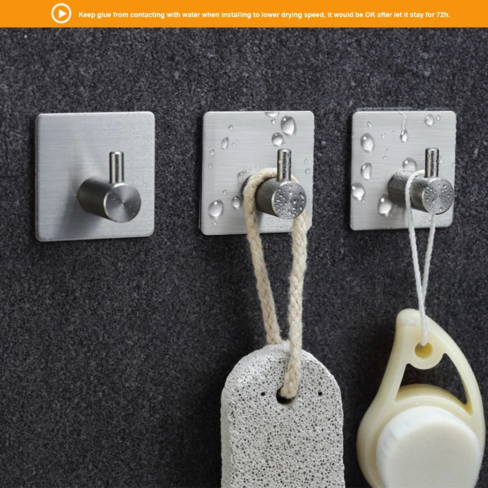 

2/3/4pcs Stainless Steel Wall Mount Hook Coat Towel Hanging Holder Kitchen Bathroom Heavy Duty Waterproof