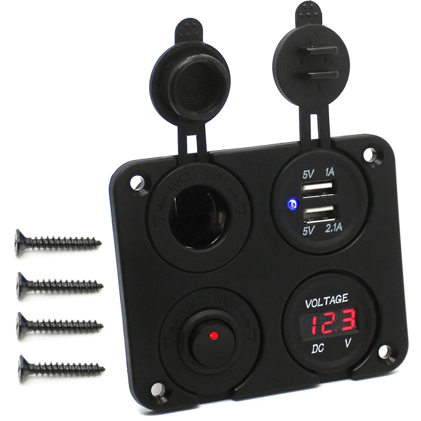 

Dual USB 3.1A Car Charger Cigarette Lighter Voltmeter ON-OFF Button Switch for Boat Marine Truck Motorcycle RV ATV Vehicles