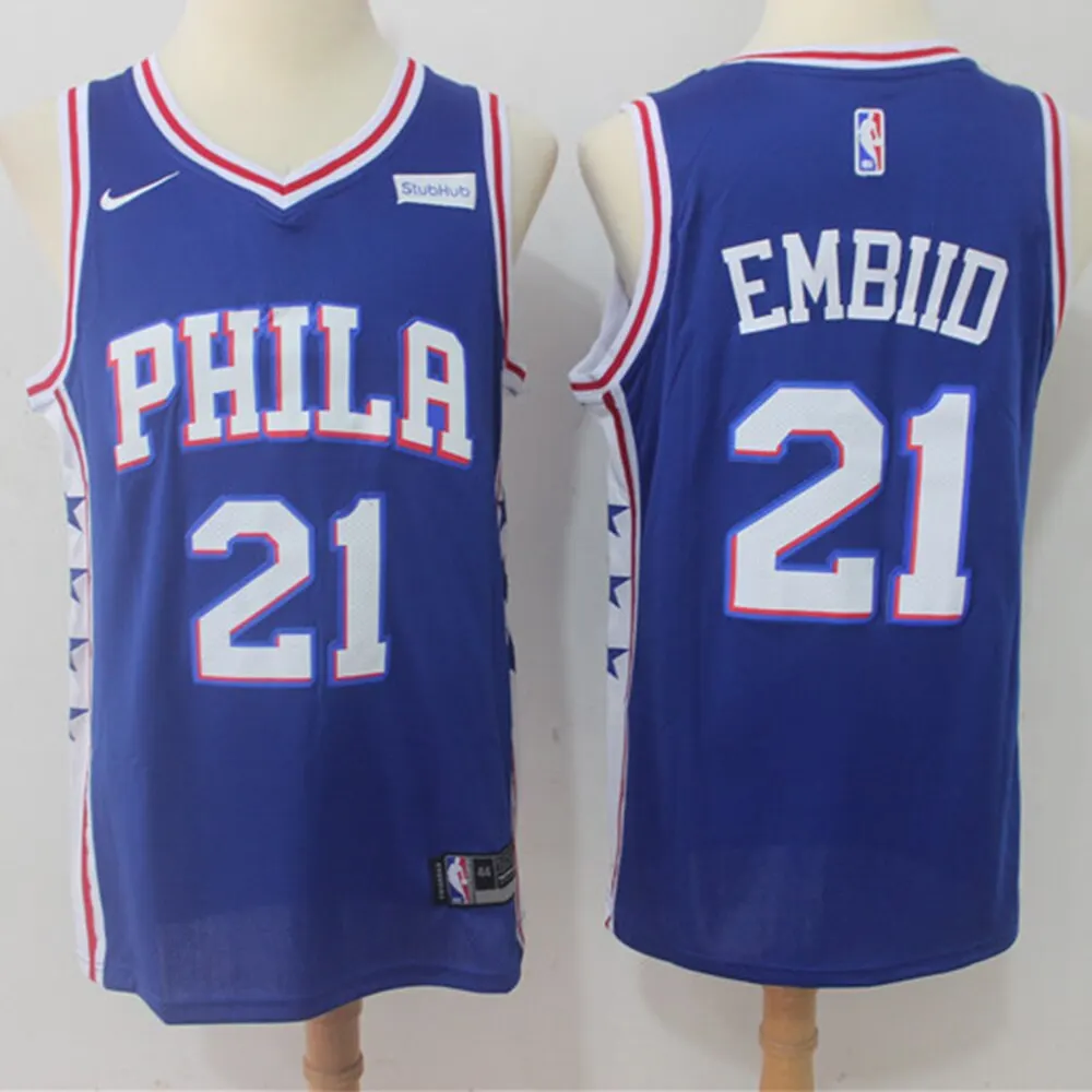 

NBA Philadelphia 76ers #21 Men's Basketball Jersey City Edition 2019-20 Joel Embiid Swingman Jerseys Vintage Sports Jersey