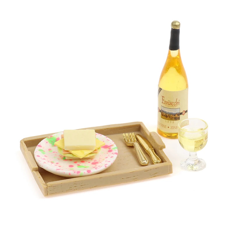 

1Set Mini Breakfast Egg Toast Coffee Cup Model Miniature Dollhouse Play Kitchen Restaurant Accessories Doll Food Toy