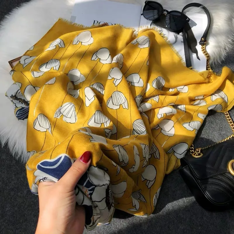 

Ladies Spain Fashion Press Silve Floral Patchwork Viscose Shawl Scarf Autumn Winter Pashminas Stole Muslim Hijab Sjaal 180*90Cm