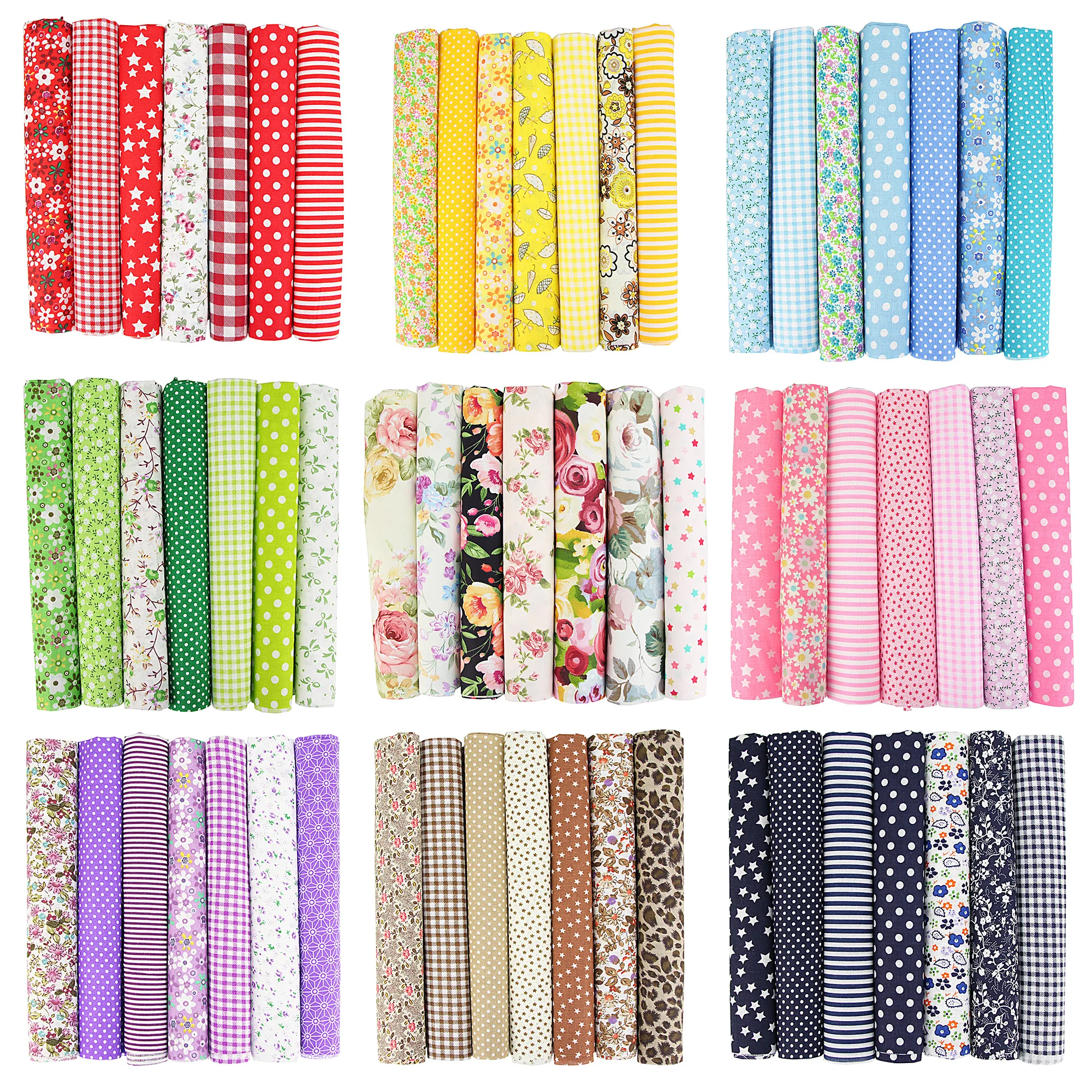

7PCS 50 x 50cm Squares Cotton Craft Fabric Cloths for DIY Bundle Patchwork Quilting Sewing Scrapbooking Artcraft