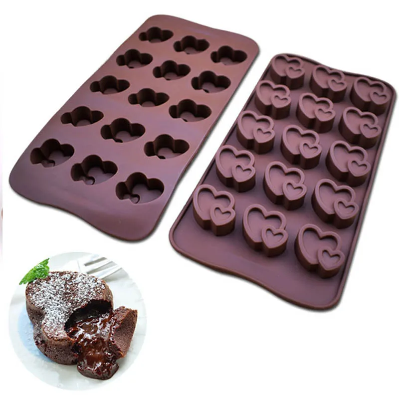 Heart Shape Silicone Chocolate Mold For DIY Chocolate Cupcake Pudding Bakeware Cake Decorating Tools Jelly Candy Mold 3D mold fashion cosmetics lipstick perfume chocolate mold candy cake jelly mold wedding decoration diy tools women gifts 1 set of 3d