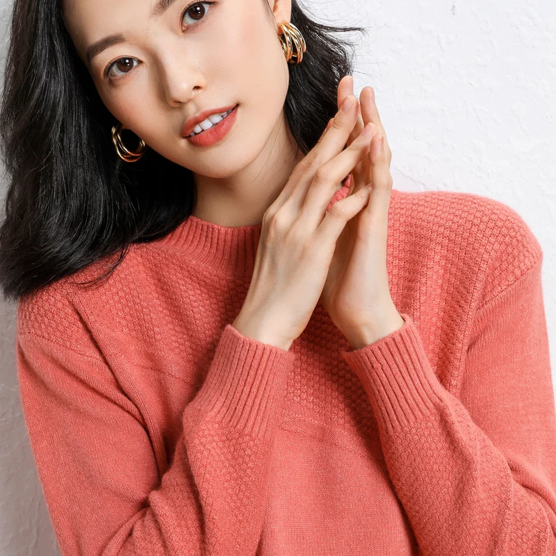 

Half-high neck sweater women's autumn and winter new pullover bottoming shirt loose long-sleeved wild thick woolen sweater