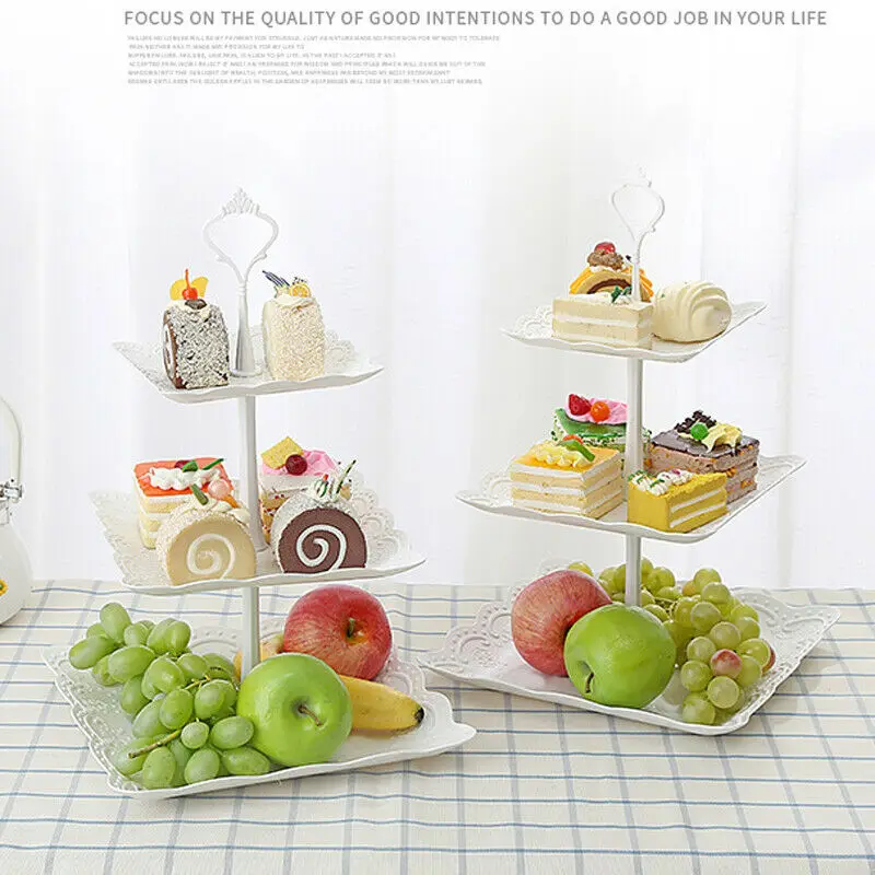 3-уровневый белый овальный поднос для закусок держатель торта свадебные тарелки