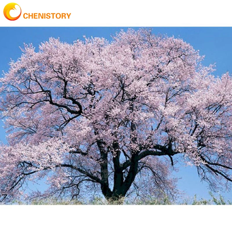 

CHENISTORY Pictures By Number Cherry Blossom Tree Kits Home Decoration Painting By Numbers Drawing On Canvas HandPainted Art DIY