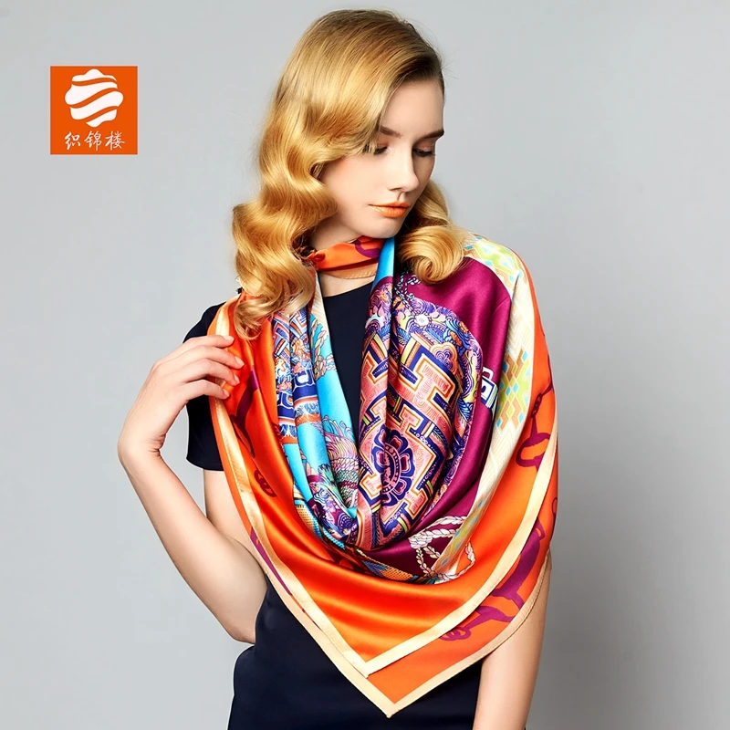 

★Brocade house mulberry silk scarf Hangzhou silk scarf women's versatile printed shawl heavy silk scarf