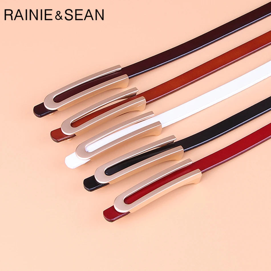 Рейни Шон тощий пояс под платье из натуральной кожи Гладкая пряжка для ремня